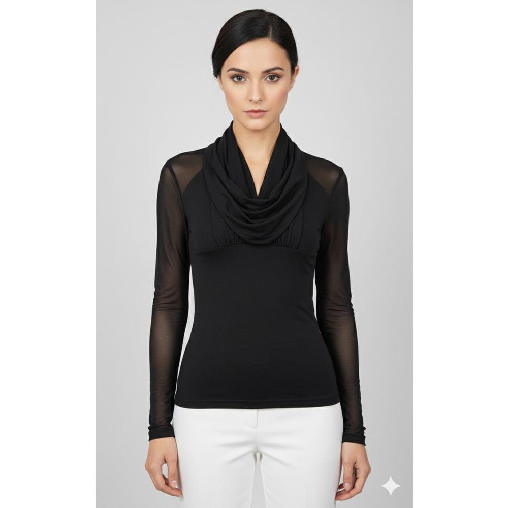 Chicwish Women’s Blouse Elegant Black Long Sleeve Top Size S